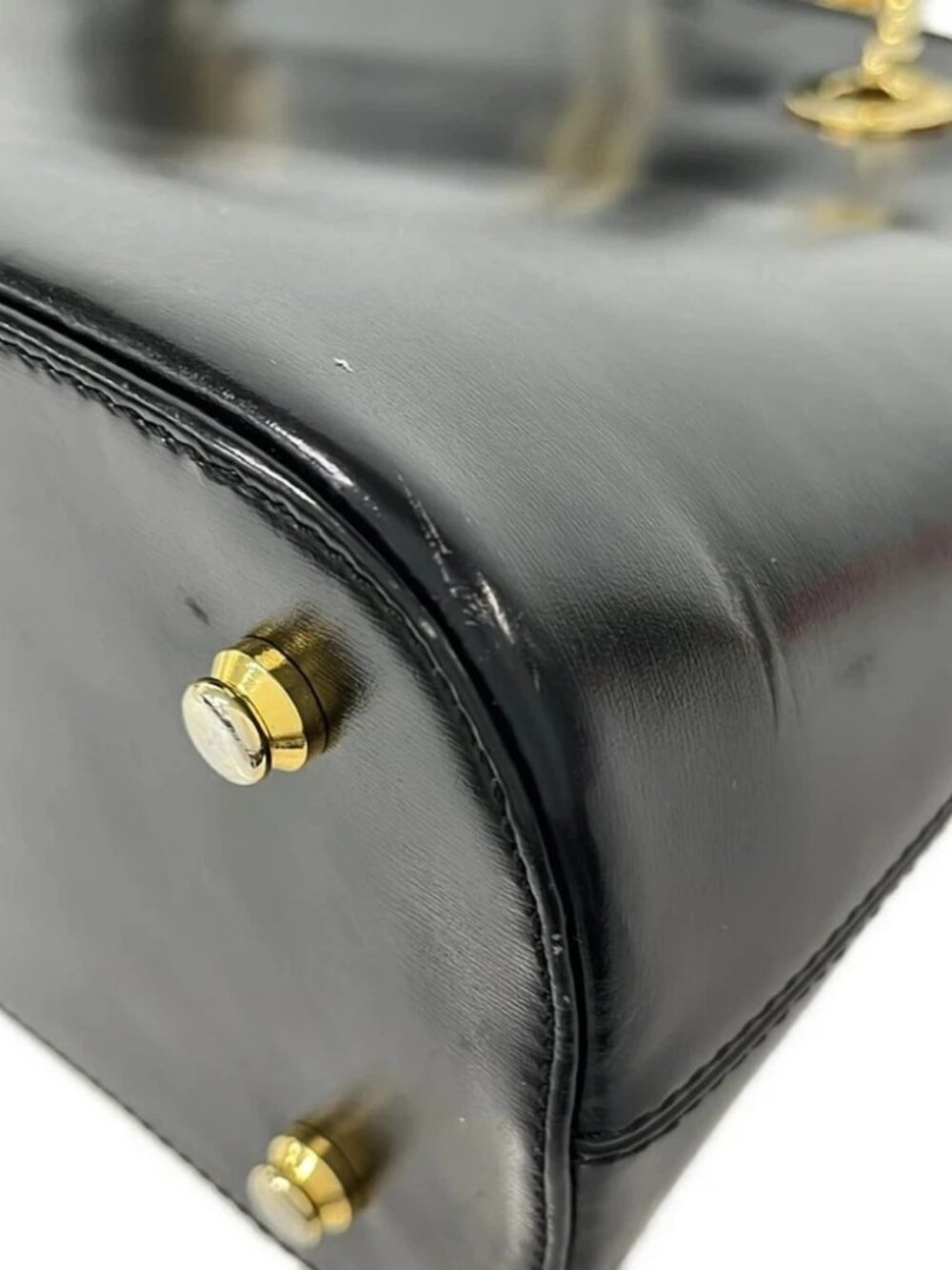 CELINE - Black Gold Leather Shoulder Bag - Picture 6 of 11